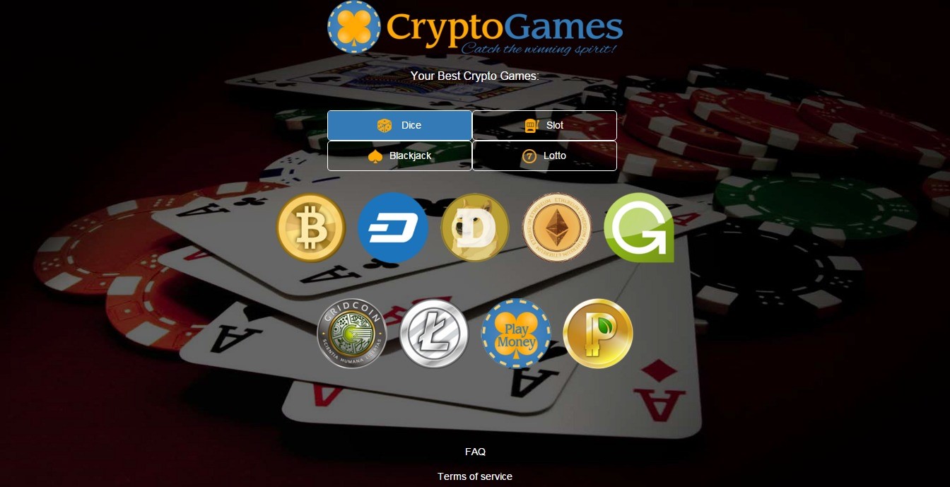 CryptoGames front page