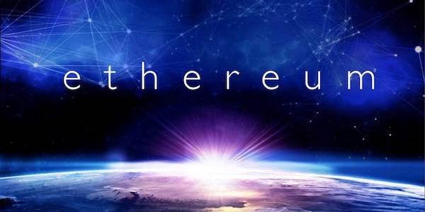 Ethereum on the Earth Space Background