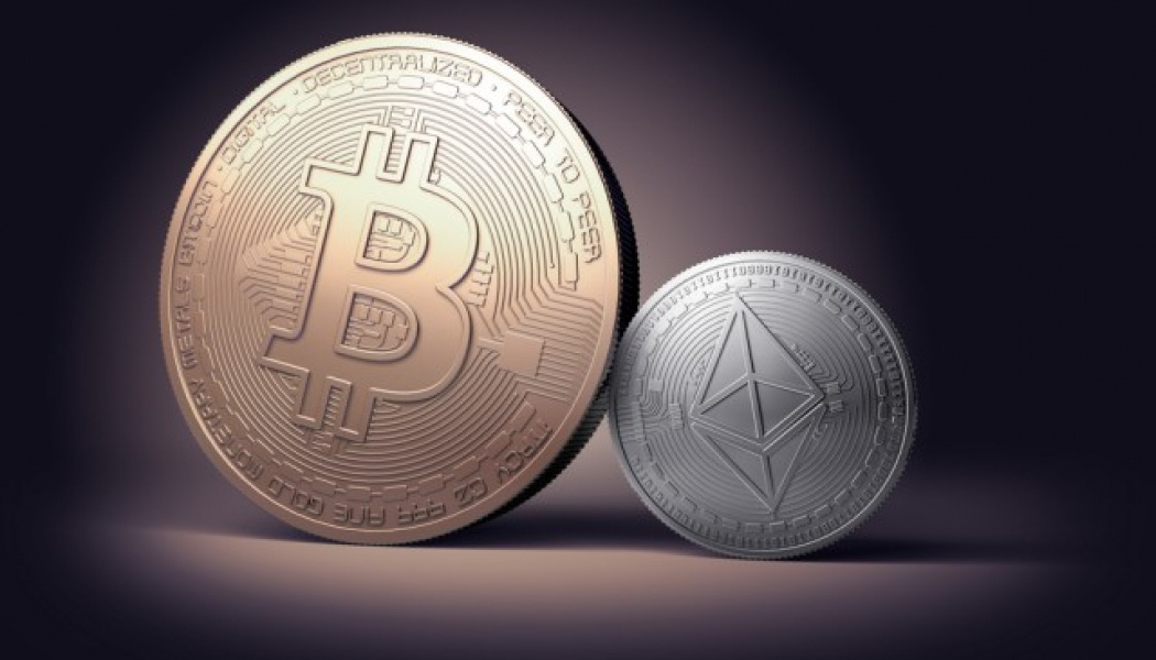 Bitcoin Coin Next to Ether Coin