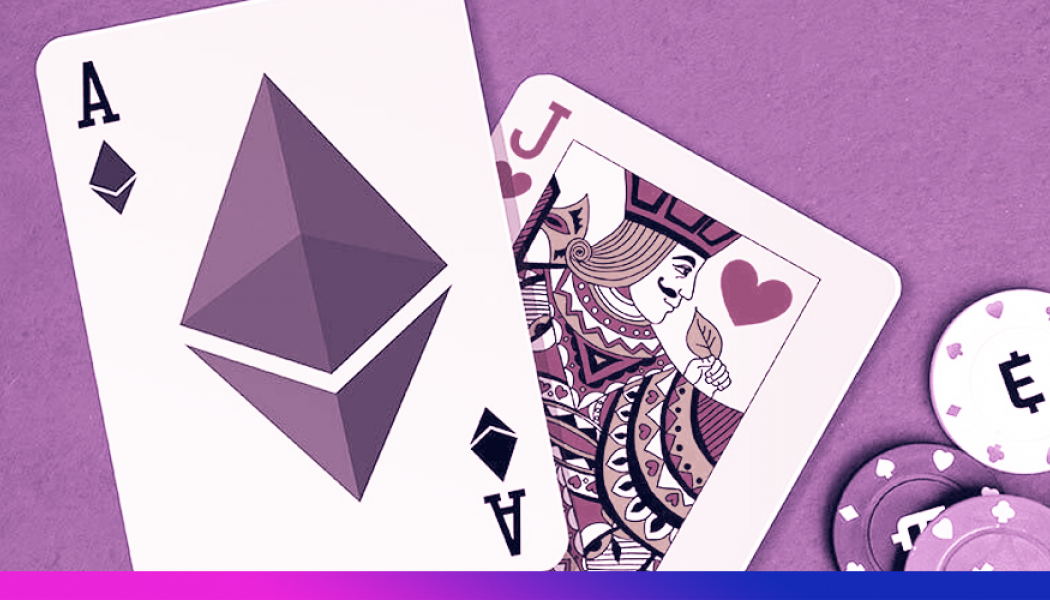 Ethereum chips with ace of spades and a jack of hearts